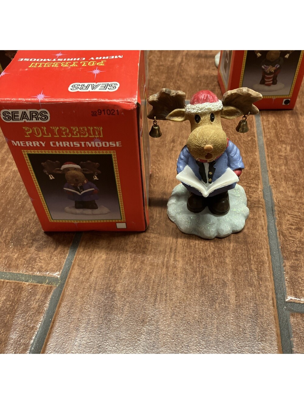 Sears PolyResin Christmas Moose #3291021 With Box 1 Of 4 Caroling Moose